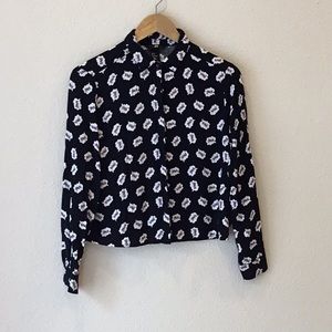 H&M comic style printed blouse crop